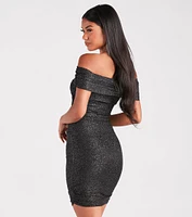 City Girl Glitter Off-The-Shoulder Dress