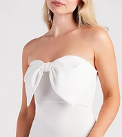 You're A Gift Bow Crepe Mini Dress