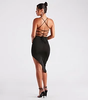Candlelit Dinner Lace-Up Midi Dress