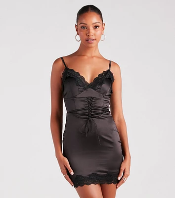 Dose Of Drama Satin Lace Corset Mini Dress