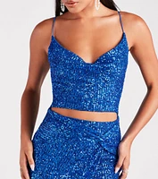 Holiday Glow Sequin Cutout Dress