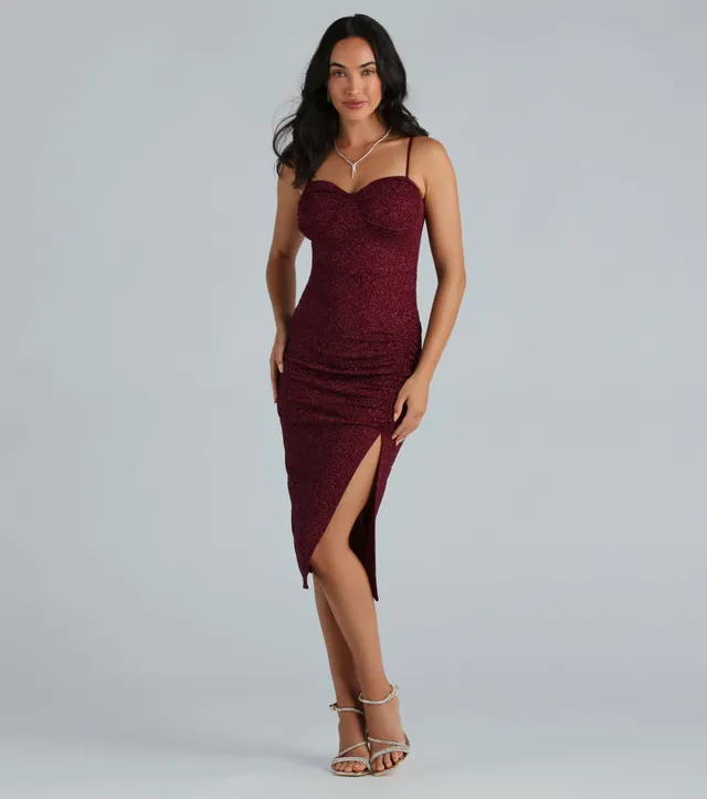 1.STATE Women's Spaghetti-Strap Glitter-Knit Midi Dress - Macy's