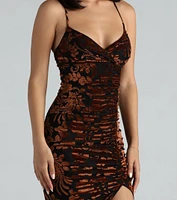 Moonlight Velvet Floral Lace-Up Midi Dress