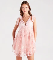 Time To Twirl Floral Tulle Babydoll Dress