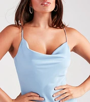 Luxe Indulgence Satin A-Line Mini Dress