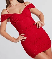 Extra Stunning Faux Pearl Mesh Mini Dress