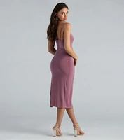Dare To Be Noticed Ruffle Slit Midi Dress