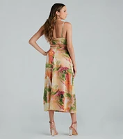 Stunning Standout Marble Print Satin Midi Dress