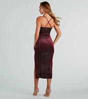 Time For Glitz Glitter Velvet Midi Dress