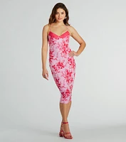 Make A Statement Lace Trim Floral Midi Dress