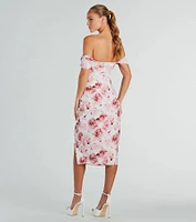 Enchanting Blooms Floral Linen Midi Dress