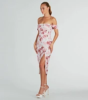 Enchanting Blooms Floral Linen Midi Dress