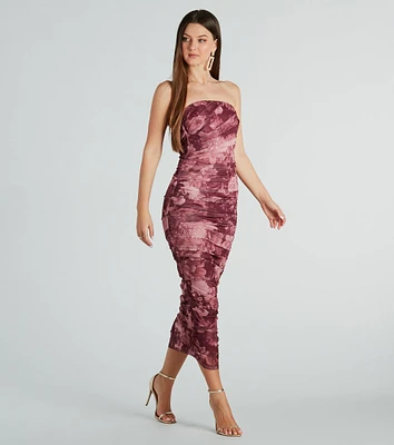 Irresistible Blooms Floral Strapless Maxi Dress