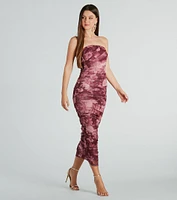 Irresistible Blooms Floral Strapless Maxi Dress