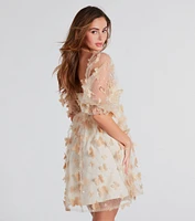 Butterfly Princess Square Neck Babydoll Dress