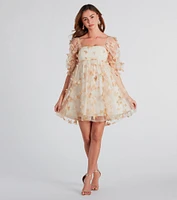 Butterfly Princess Square Neck Babydoll Dress