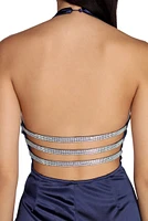 Satin & Rhinestone Halter Dress