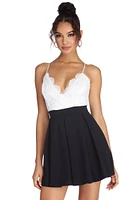 Double Dip Pleated Mini Dress