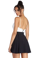 Double Dip Pleated Mini Dress