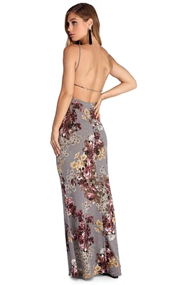 Floral Frenzy Open Back Maxi