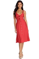Button Up Ruffles Midi Dress
