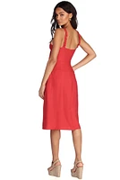 Button Up Ruffles Midi Dress