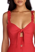 Button Up Ruffles Midi Dress