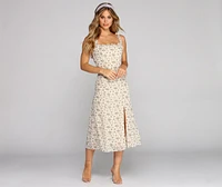 Frilly Florals Midi Dress