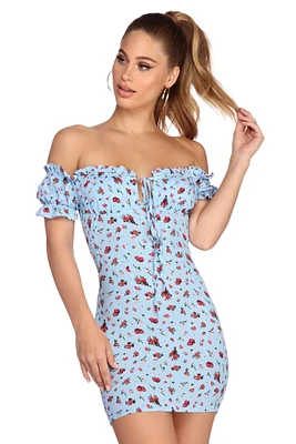 Smocked Florals Mini Dress