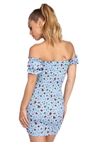 Smocked Florals Mini Dress