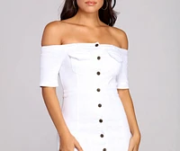 On The Button Denim Dress