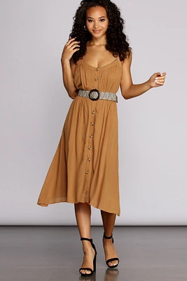 Beautifully Buttoned Midi Dress