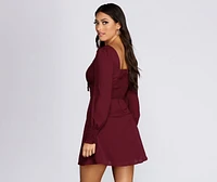 Long Sleeve Peasant Mini Dress