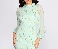 Floral Chiffon Blouson Mini Dress