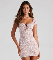 Floral Stunner Puff Sleeve Mini Dress