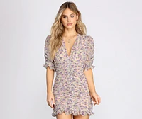 Sprung On You Floral Ruched Mini Dress