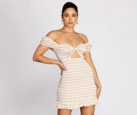 Smocked Sweetheart Gingham Mini Dress