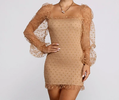 Posh Polka Dot Smocked Mini Dress