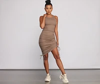 Effortless Everyday Ruched Knit Mini Dress