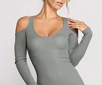 What's The Scoop Cutout Ribbed Knit Mini Dress
