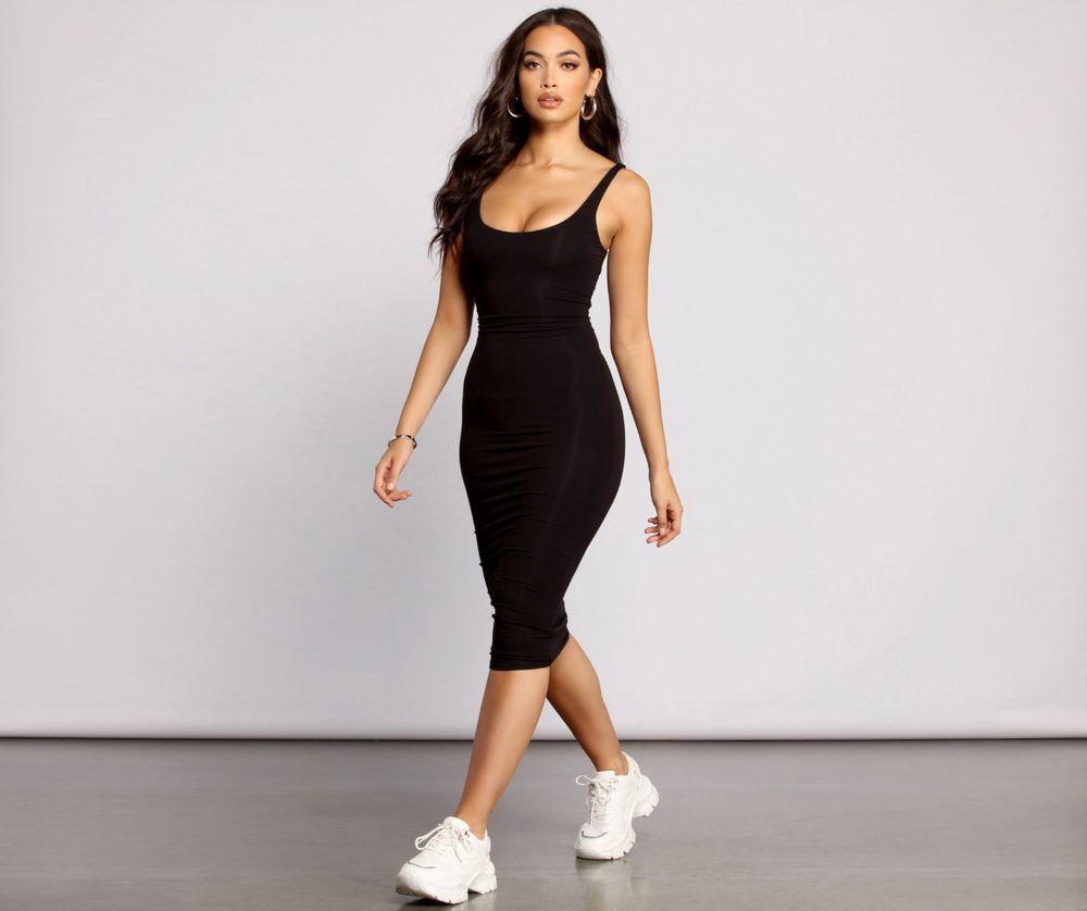 Windsor Slay Every Day Basic Scoop Neck Midi Dress | Connecticut Post Mall