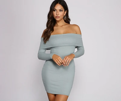 Keep It Chill Off The Shoulder Mini Dress