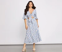 Flowy Floral Woven Midi Dress