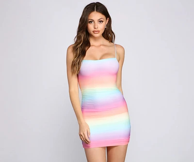 Rainbow Tie Dye Mesh Mini Dress