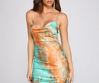 Trendy Tie-Dye Satin Mini Dress