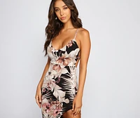 Tropical Dream Lace-Up Maxi Dress