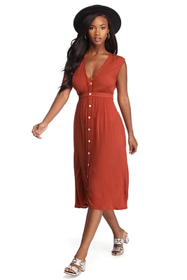 Beauty Linen Midi Dress