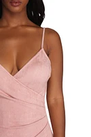 Slay Faux Suede Ruched Dress