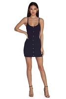 Button Knit Up Mini Dress