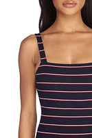 Stripe Season Ribbed Mini Dress